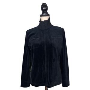Lauren Ralph Lauren Black Velour Full Zip Jacket    Size: S